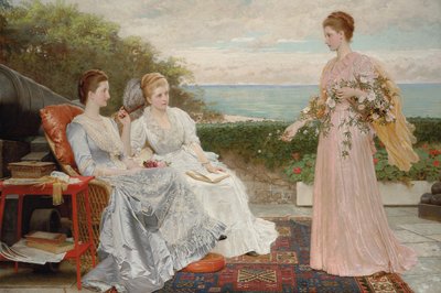 Las murallas, Castillo de Walmer: Retratos de la condesa Granville, y las damas Victoria y Mary Leveson-Gower, 1891 de Charles Edward Perugini