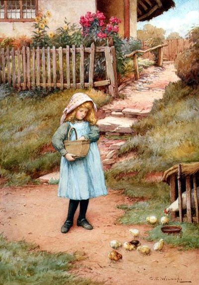 Alimentando a los pollitos de Charles Edward Wilson