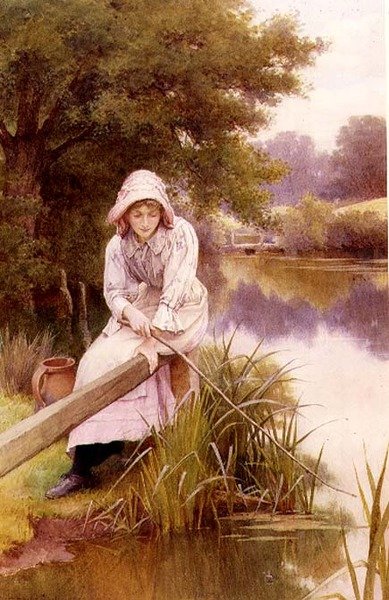 Niña pescando de Charles Edward Wilson