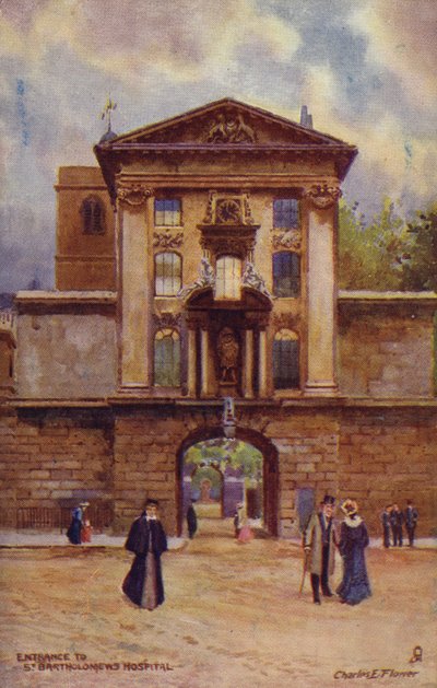 Entrada al Hospital de San Bartolomé en Londres de Charles Edwin Flower