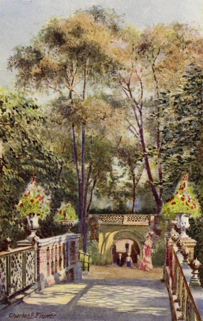 Zoológico de Londres: Túnel, desde Canal Bridge (litografia en color) de Charles Edwin Flower