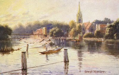 Río Támesis: Great Marlow (litografía en color) de Charles Edwin Flower