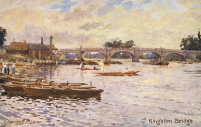 Río Támesis: Puente de Kingston (litografía en color) de Charles Edwin Flower