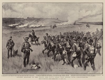 Soldados ciudadanos al frente, los CIV entrando en acción cerca de Johannesburgo de Charles Edwin Fripp