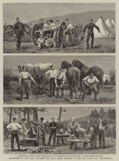 Campamento de la Artillería Real y la Artillería Real a Caballo en el Nuevo Bosque, Hay, Breconshire de Charles Edwin Fripp