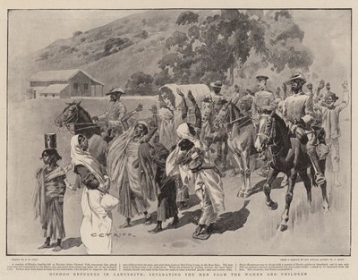 Refugiados hindúes en Ladysmith, separando a los hombres de las mujeres y los niños de Charles Edwin Fripp