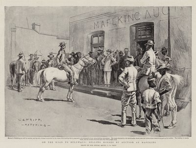En el camino a Bulawayo, vendiendo caballos en subasta en Mafeking de Charles Edwin Fripp