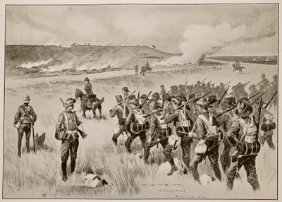 Los Voluntarios Imperiales de la Ciudad de Londres apoyando el flanco izquierdo del General Hamilton en la acción en Doornkop el 29 de mayo de 1900 de Charles Edwin Fripp