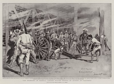 La lucha en Manila, tropas estadounidenses en acción en Calumpit de Charles Edwin Fripp