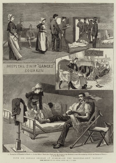 Con Sir Gerald Graham en Suakim, en el barco hospital Ganges de Charles Edwin Fripp