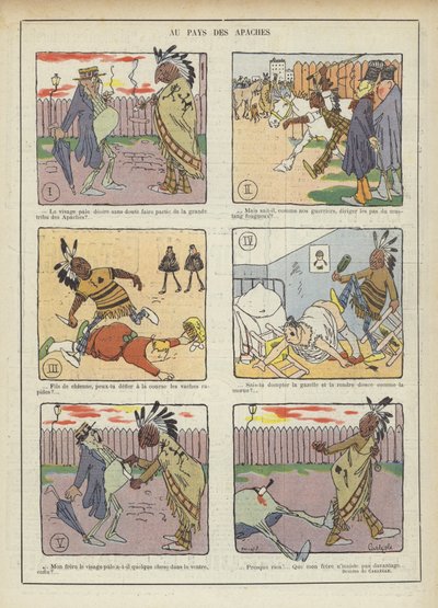 En la tierra de los Apaches. Ilustración para Le Rire de Charles Emile Egli