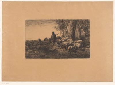 Pastor con grupo de cerdos de Charles Emile Jacque (attributed to)