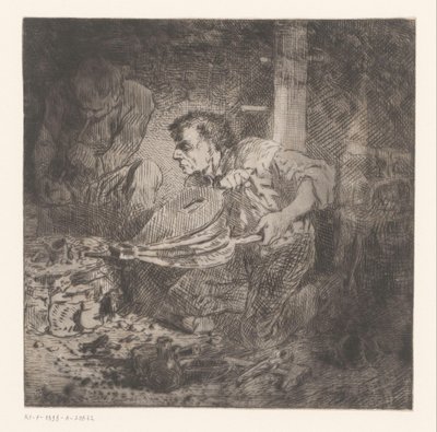 Herrero con fuelle de Charles Emile Jacque (attributed to)