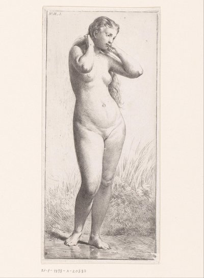 mujer desnuda de pie de Charles Emile Jacque (attributed to)