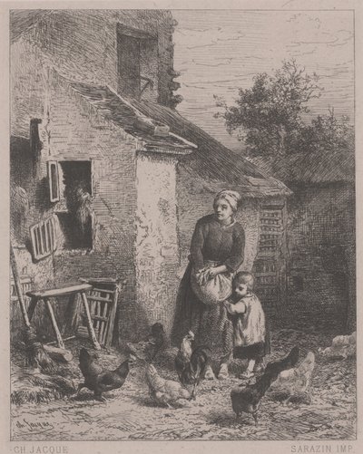 Un rincón del patio, o Un Coin de Cour de Charles Emile Jacque