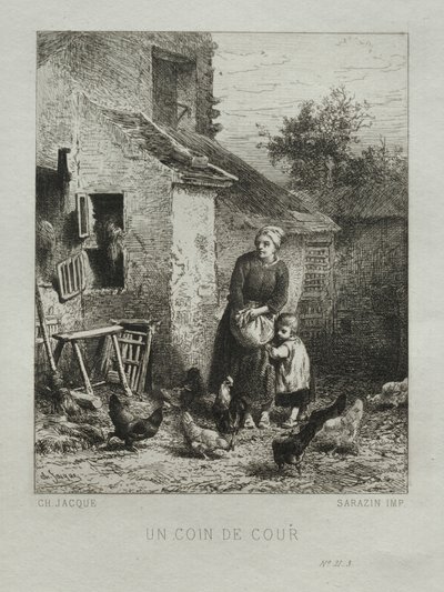 Un rincón del patio de Charles Emile Jacque