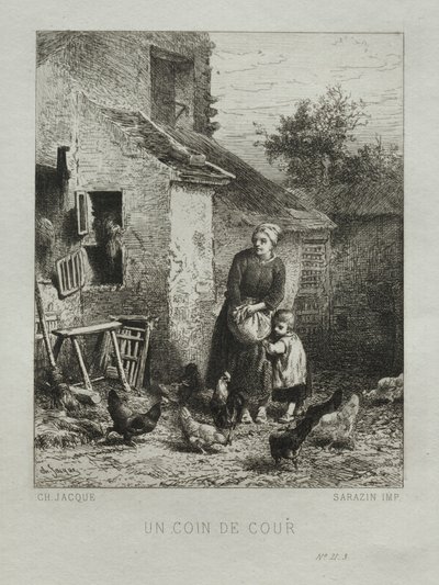 Un rincón del patio de Charles Emile Jacque