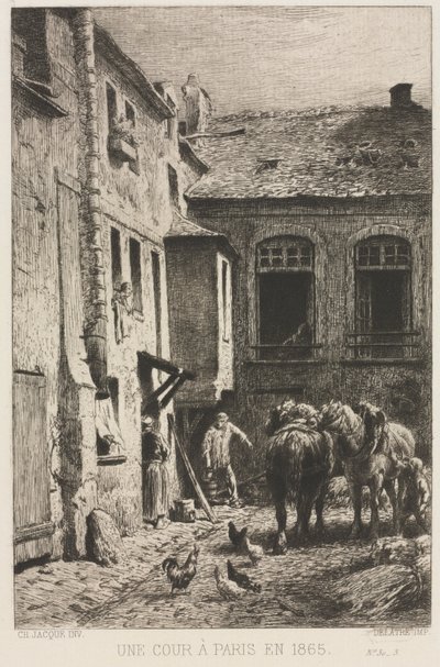 Un patio en París de Charles Emile Jacque