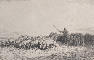 Una manada de cerdos, 1850 de Charles Emile Jacque
