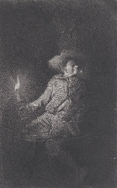 Un hombre en una cueva de Charles Emile Jacque