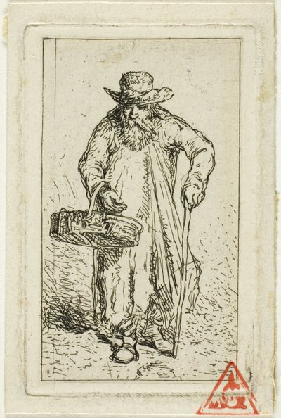 Mendigo con cesta de Charles Emile Jacque