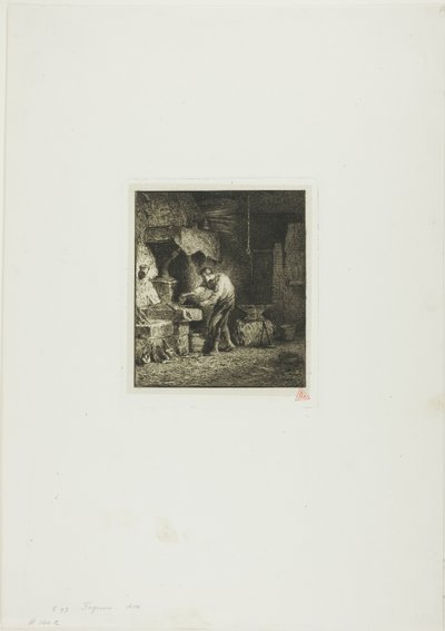 Herrero mirando a la izquierda de Charles Emile Jacque