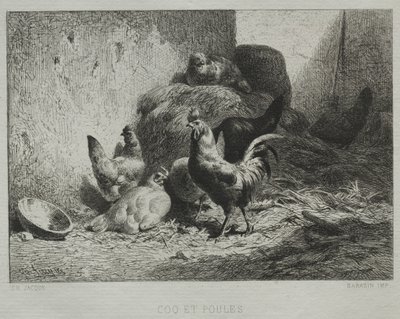 Gallo y gallinas de Charles Emile Jacque