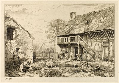 Patio de una vivienda campesina de Charles Emile Jacque