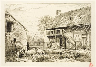 Patio de una vivienda campesina de Charles Emile Jacque