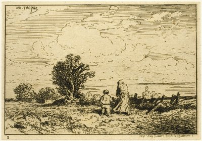 Cruzando el prado de Charles Emile Jacque
