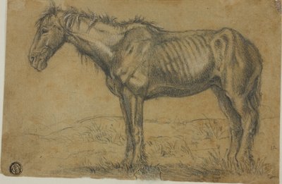 Caballo demacrado (anverso); Vista frontal de un caballo (reverso) de Charles Emile Jacque