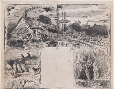 Febrero del Álbum de temas rústicos, 1859 de Charles Emile Jacque