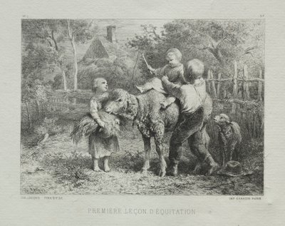 Primera lección de equitación de Charles Emile Jacque