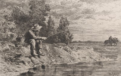 Pescando Róbalos, 1865 de Charles Emile Jacque
