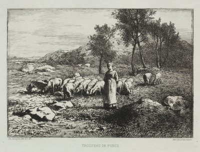 Manada de cerdos de Charles Emile Jacque