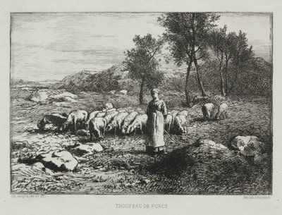 Manada de cerdos, 1868 de Charles Emile Jacque