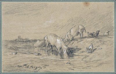 Manada de cerdos de Charles Emile Jacque