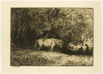 Caballo en un bosque de Charles Emile Jacque