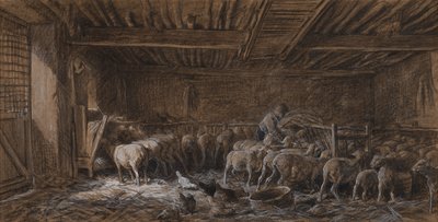 Interior de un granero (La Bergerie) de Charles Emile Jacque