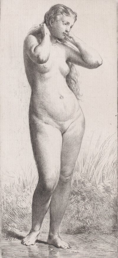 Joven mujer en el baño, 1866 de Charles Emile Jacque