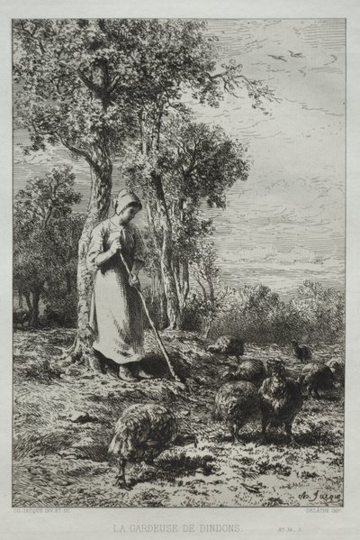 Cuidador de los pavos de Charles Emile Jacque