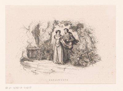 pareja en un jardín Kenilworth (título sobre el objeto) de Charles Emile Jacque