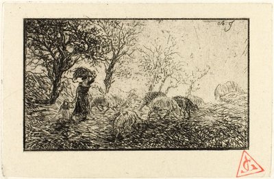 Paisaje y animales de Charles Emile Jacque
