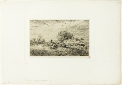 Paisaje con Rebaño de Cerdos de Charles Emile Jacque