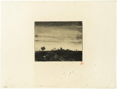 Paisaje con molinos de viento de Charles Emile Jacque