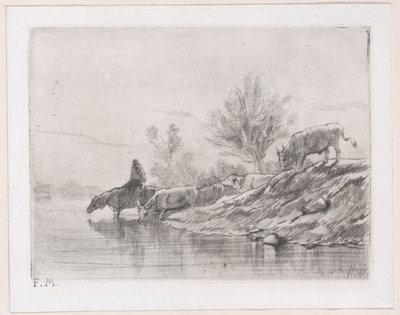 Paisaje con ganado, 1848 de Charles Emile Jacque