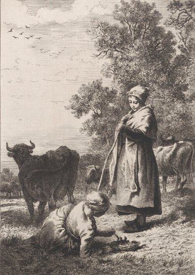 Pequeñas lecheras de Charles Emile Jacque