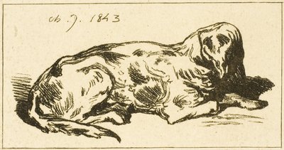 Perro acostado de Charles Emile Jacque