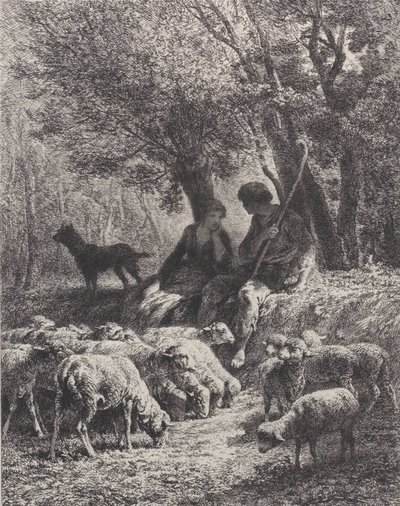 Escena pastoral de Charles Emile Jacque