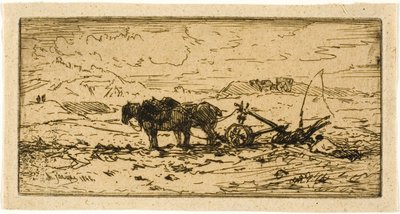 Campesino y su Equipo Descansando de Charles Emile Jacque